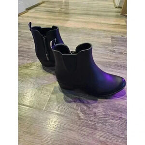 Lucky Brand Boot Sz 7 M Rain Boot Black Synthetic Women